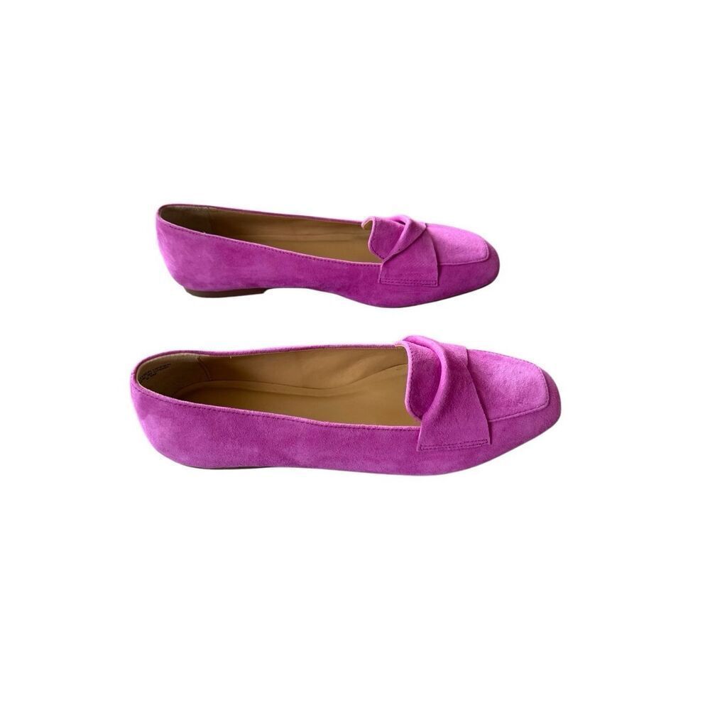 Talbots Womens Fushia Pink Suede Stella Twist Ballet Flats Loafers Size 9.5